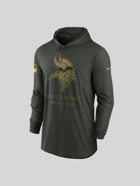 Men's Nike Forest Green Minnesota Vikings 2025 Salute to Service Sideline Dri-FIT Lightweight Hooded Pullover