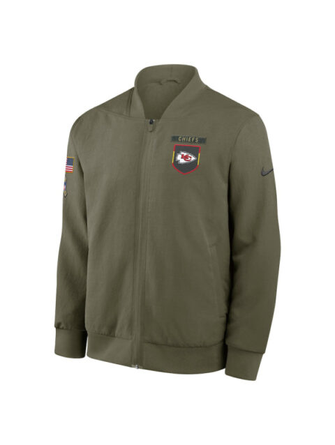 Men_s Nike Olive Kansas City Chiefs 2025 Salute to Service Sideline Full-Zip Bomber Jacket Olive