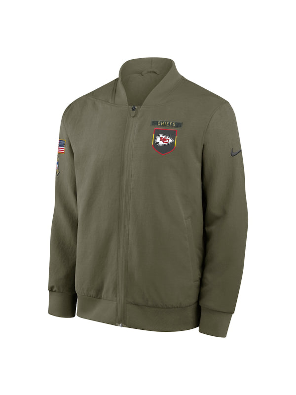 Men_s Nike Olive Kansas City Chiefs 2025 Salute to Service Sideline Full-Zip Bomber Jacket Olive