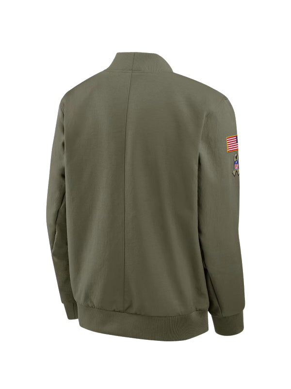 Men_s Nike Olive San Francisco 49ers 2025 Salute to Service Sideline Full-Zip Bomber Jacket