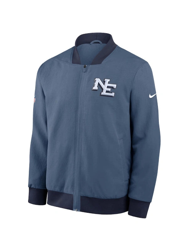 Men_s Nike Storm Blue New England Patriots 2025 Rivalries Collection Sideline Full-Zip Bomber Jacket