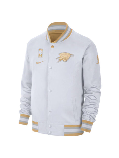 Men_s Oklahoma City Thunder Nike White 2025 NBA Finals Champions Banner Raising Ceremony Authentic Showtime Full-Zip Jacket