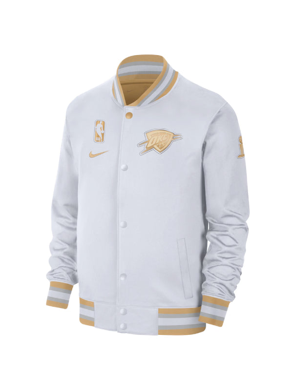 Men_s Oklahoma City Thunder Nike White 2025 NBA Finals Champions Banner Raising Ceremony Authentic Showtime Full-Zip Jacket