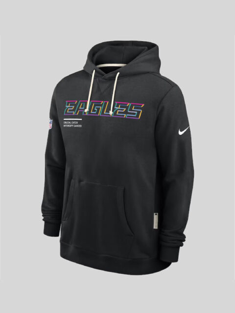 Men_s Philadelphia Eagles Nike Black 2025 NFL Crucial Catch Sideline Standard Issue Dri-FIT Hoodie