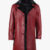 Men's Winter Burgundy Leather Shearling Coat