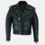 Mens Belted Black Leather Motorcycle Jacket Front