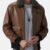 Mens Brown Leather Flight Jacket Front Open