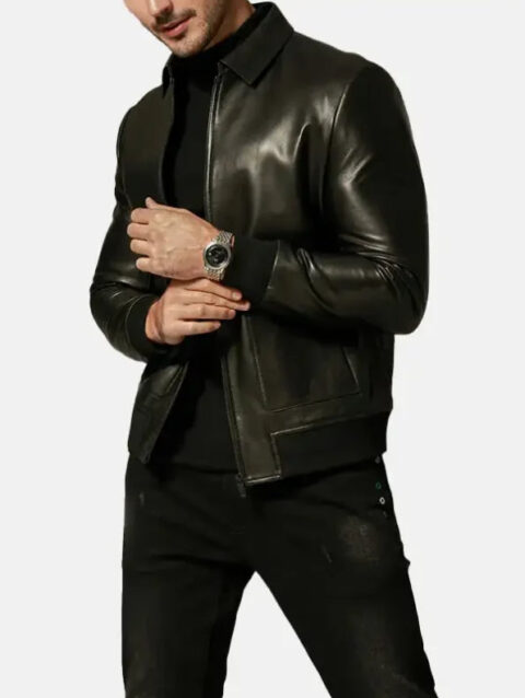 Mens Classic Black Leather Jacket