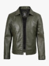 Mens Classic Shirt Collar Leather Jacket