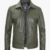 Mens Green Leather Trucker Jacket