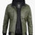 Mens Olive Green Bomber Leather Jacket With Removable Hood