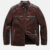 Mens Reddish Brown Cafe Racer Leather Moto Jacket Front