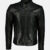 Mens Supreme Black Leather Cafe Jacket Front