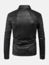 Mens Turn Down Collar Leather Jacket Back