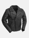 Mens Zippered Slash Pockets Biker Leather Jacket