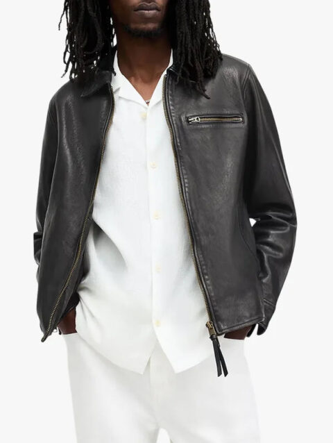 Mens Black Leather Miller Jacket