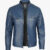 Mens Blue Cafe Racer Leather Jacket