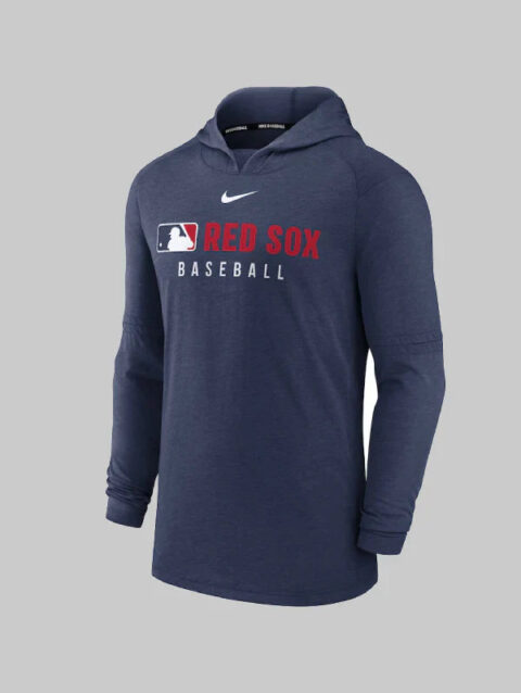 Mens Boston Red Sox Nike Heather Navy Authentic Collection Tri-Blend Performance Pullover Hoodie