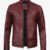 Mens Burgundy Cafe Racer Leather Jacket
