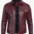 Mens Burgundy Lambskin Leather Trucker Jacket