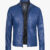 Mens Classic Blue Cafe Racer Leather Jacket