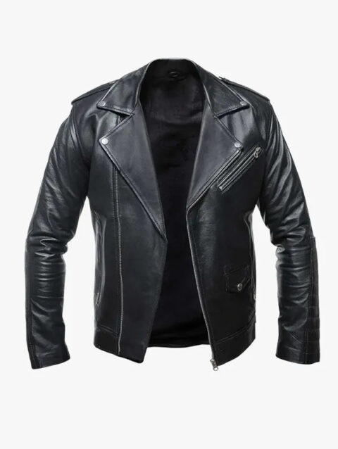 Mens Clyde Genuine Black Leather Jacket