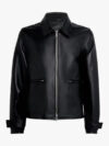 Mens Leather Milan Bomber Jacket Black