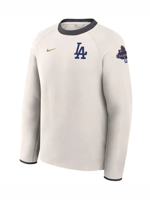 Mens Los Angeles Dodgers Nike White 2025 Gold Collection Tech Fleece Pullover Sweatshirt
