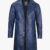 Mens Real Leather 3/4 Length Blue Car Coat
