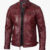 Mens Real Leather Burgundy Biker Jacket