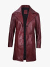 Mens Real Leather Burgundy Car Coat
