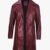 Mens Real Leather Burgundy Car Coat