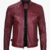 Mens Real Leather Burgundy Jacket
