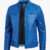 Mens Real Leather Distressed Blue Cafe Racer Jacket