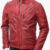Mens Red Leather Biker Jacket Front