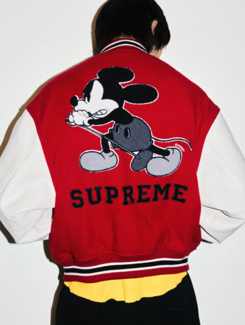 Micky Supreme Varsity Jacket Red and White
