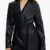 Military Faux Leather Trench Coat