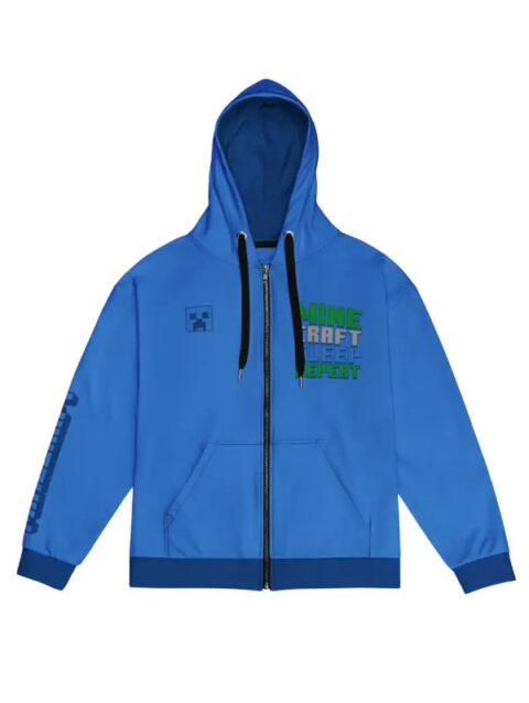 Minecraft Sleep Repeat Zip-Up Hoodie Blue