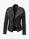 Monica Women’s Black Asymmetrical Leather Jacket