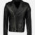 Morris Asymmetrical Collar Black Leather Moto Jacket Front