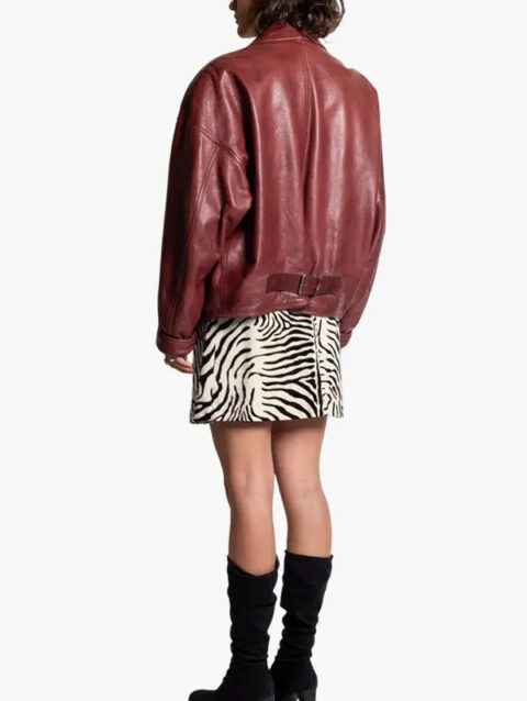 Moto Burgundy Leather Bomber Jacket