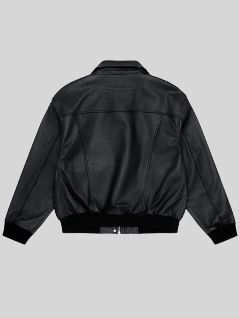 Mutimer Black Leather Bomber Jacket