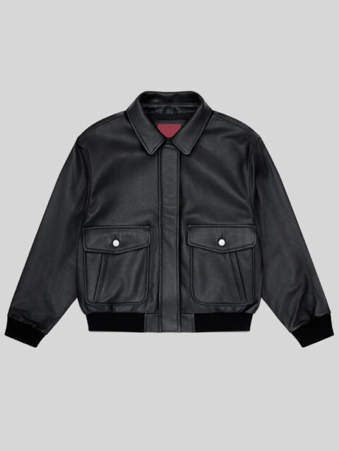 Mutimer Leather Bomber Jacket Black
