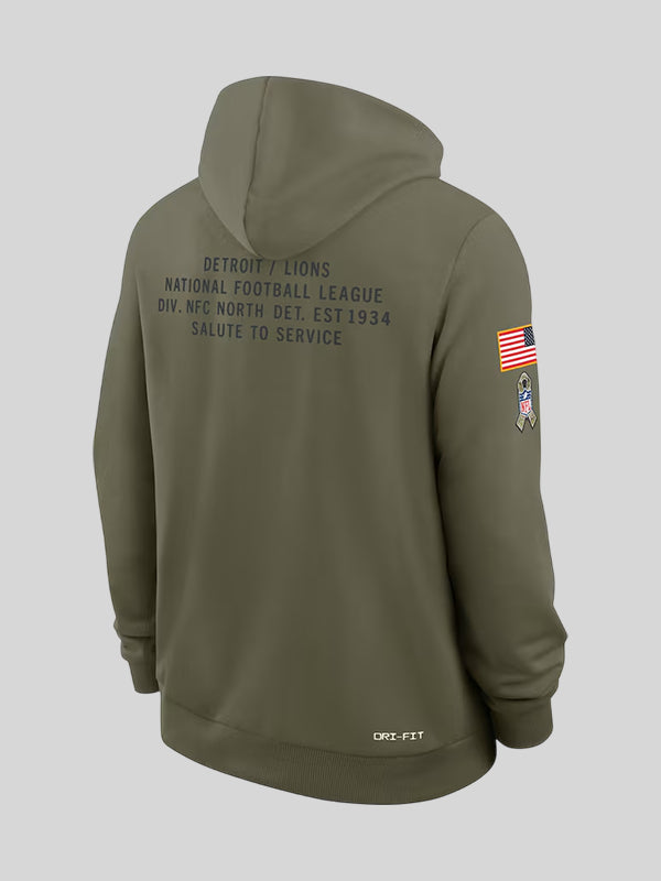 NFL 2025 Salute to Service Detroit Lions Sweatshirt Hoodie In Olive