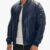 Navy Blue Bomber Genuine Leather Jacket