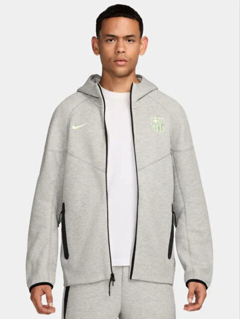 Nike FC Barcelona Tech Fleece Hoodie Grey