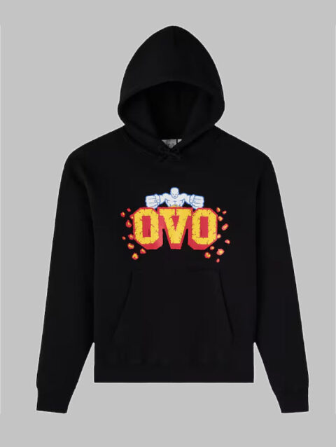 OVO x UFC Black Flame Logo Hoodie