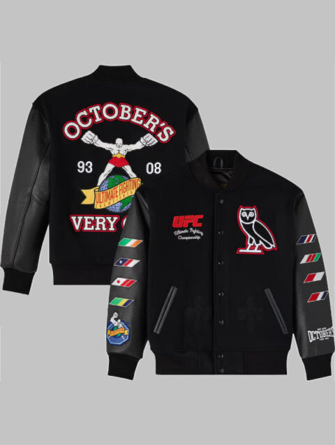 OVO x UFC Championship Varsity Jacket Black