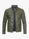 Olive Green Mens Cafe Racer Jacket