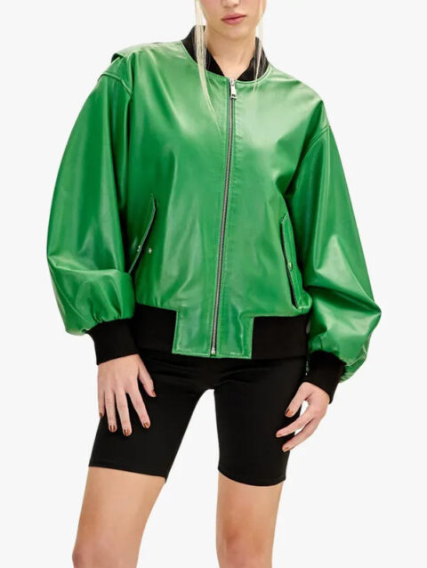Oversized Green Bomber Jacket Women